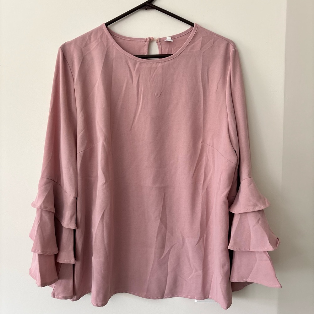 Leo Rosi Dusty Rose Ruffle Sleeve Blouse